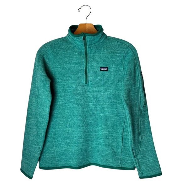 Patagonia Sweater Women Small Green Quarter Zip Better Sweater Pullover Gorpcore - Picture 2 of 11